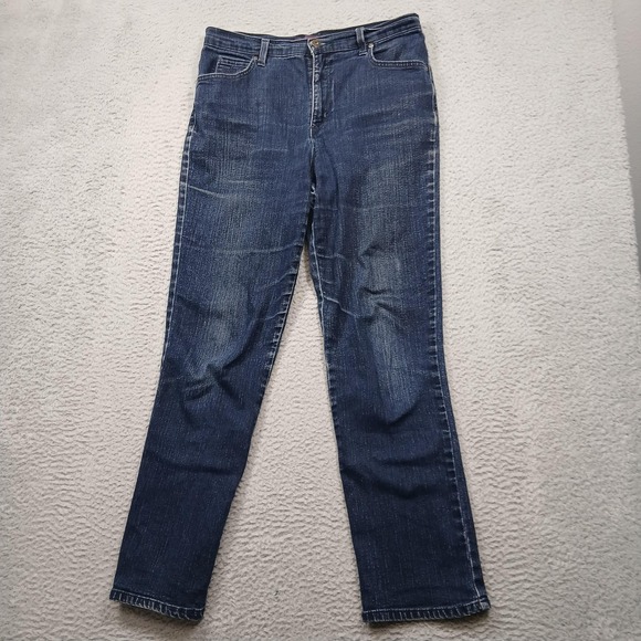 Gloria Vanderbilt Jeans Womens 10 Dark Blue Wash Straight Leg Stretch Average - Picture 1 of 7